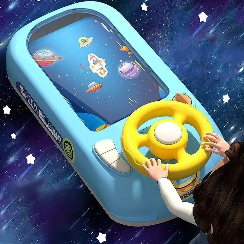 Kids Steering Wheel Driving Toy Dodge Vehicle Electronic Simulation Adventure Game with Music Sound Effects for Girl Boy