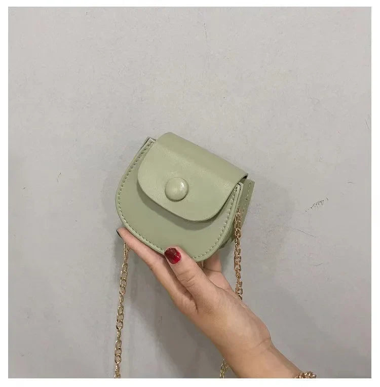 Fashion Kids Children PU Leather Shoulder Bag Lovely Baby Girls Mini Chain Coin Purse Cute Princess Crossbody Bags Small Wallet
