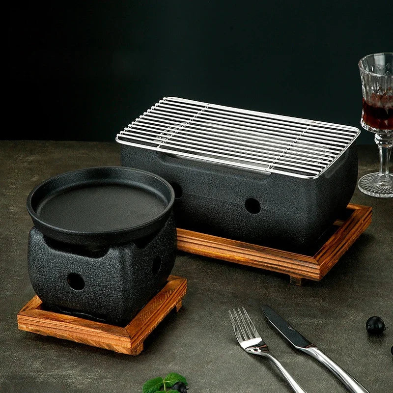 Aluminum alloy tea cooker Small oven Korean style cast iron barbecue dish portable grill korean bbq Japanese charcoal grill