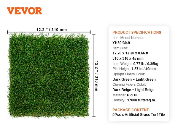 VEVOR Artifical Grass Rug Green Turf 1.38/1.57" Fake Door Mat Outdoor Patio Lawn Decoration Easy to Clean with Drainage Holes