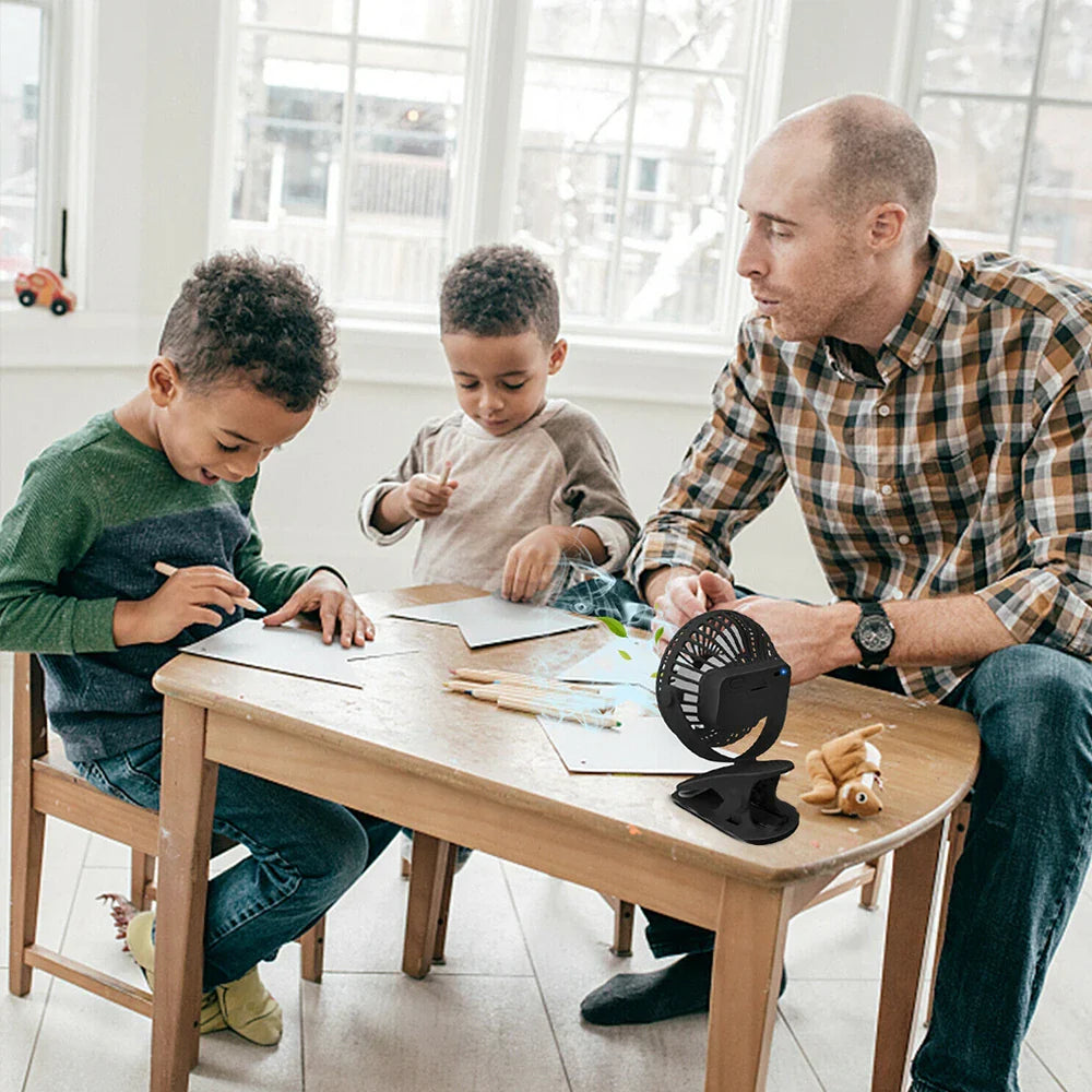 Clip On Fan USB Rechargeable Mini Coog Desk Baby Stroller Portable Handheld