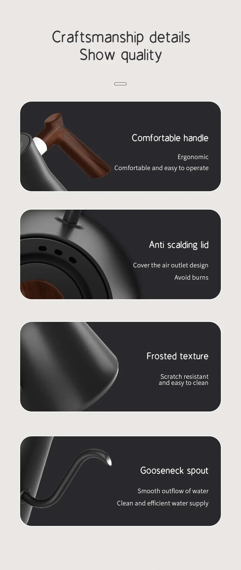 Electric Gooseneck Kettle 900ML Hand Brew Coffee Pot Smart Teapot Temperature Control Pot Rapid Heating Kettle 110v/220v