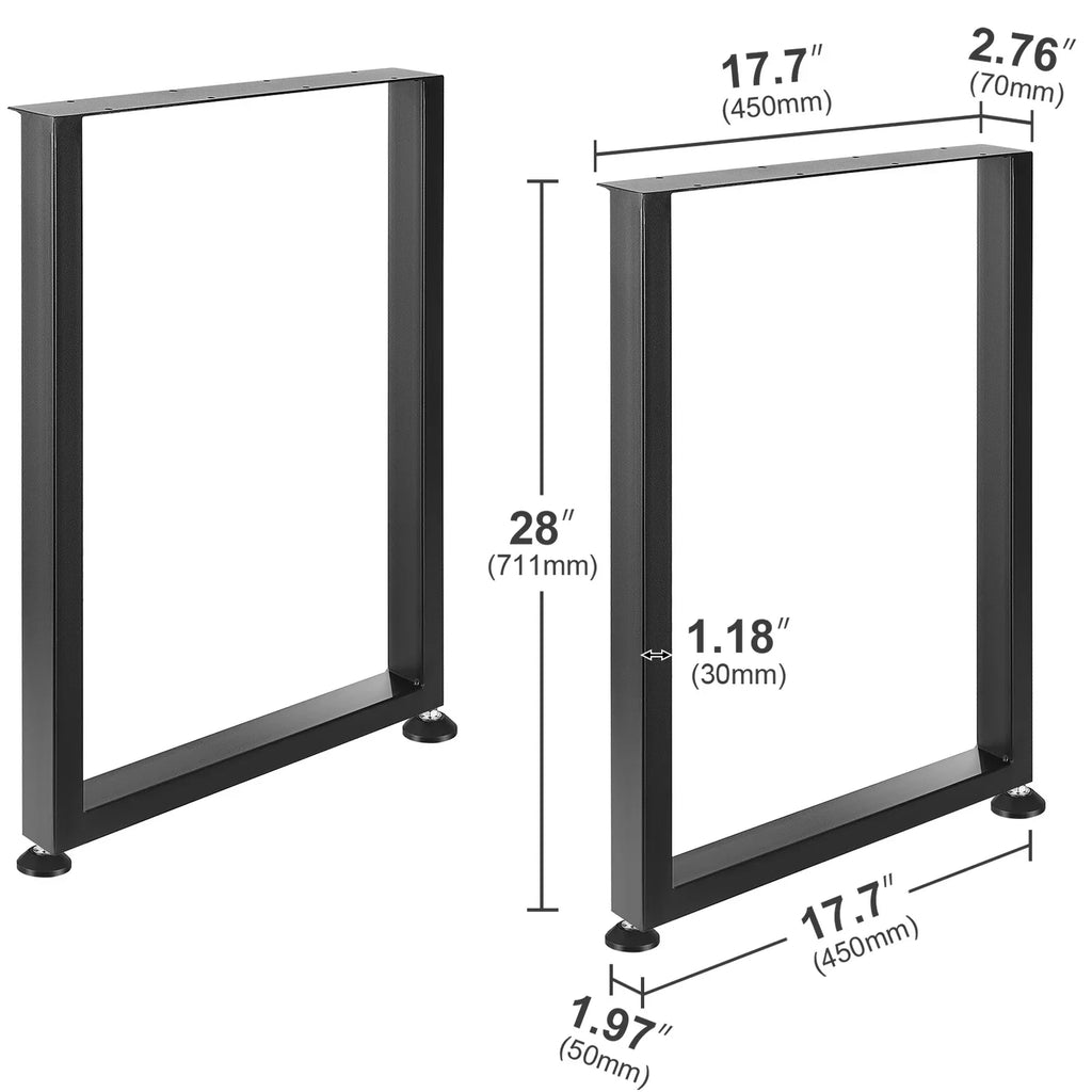 VEVOR 2pcs 28inch Table Legs Adjustable Furniture Legs Square Reinforced Steel Office Table leg Max Load 1000 lbs For Home DIY