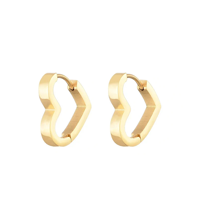 Classic Stainless Steel Hoop Earrings For Women Men Heart Star Oval Rectangle Round Triangle Gold Color Punk Hip Hop Jewelry