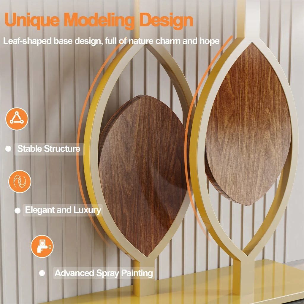 Exclusive Design Gold Leaf Console Table Entryway Accent Table Office Coffee Bar Metal Frame