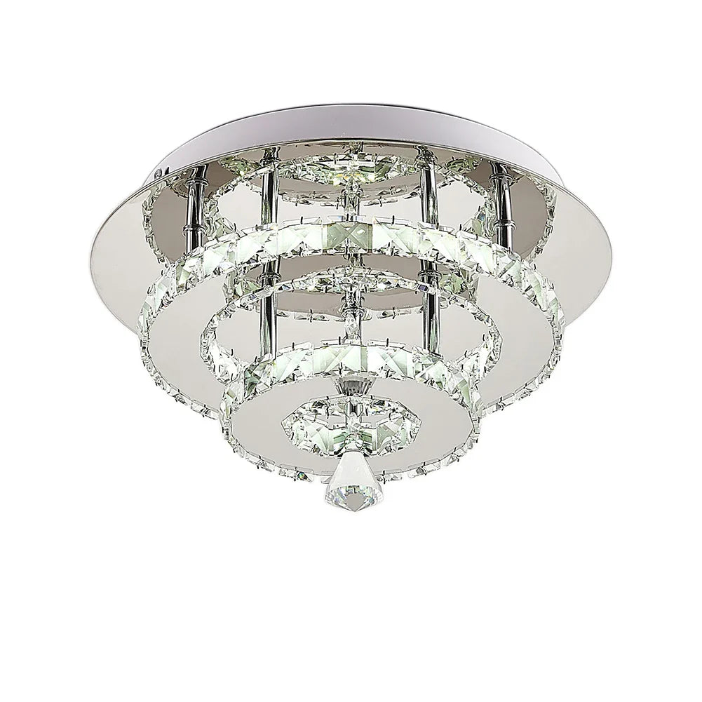 KOMORE Modern Small Crystal LED Ceiling Light, Square / Round for Office, Living Room, Bedroom, Kitchen, Hallway
