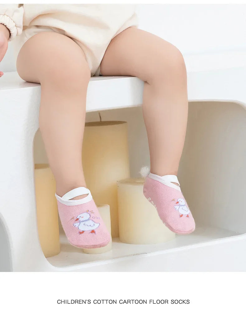Spring Anti Slip Baby Socks Toddler Kids Floor Socks with Rubber Soles Autumn Newborn Baby Boy Girl Cartoon Cute Ball Warm Socks