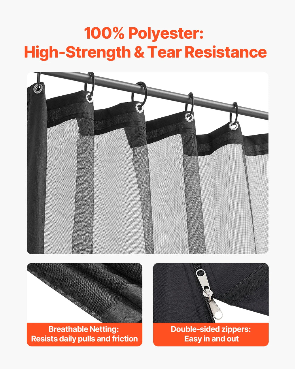 VEVOR Gazebo Netting Replacement Outdoor Garden Gazebo Net 4-Panel Sidewall Mesh Gazebo Curtain with Double Zipper for Garden