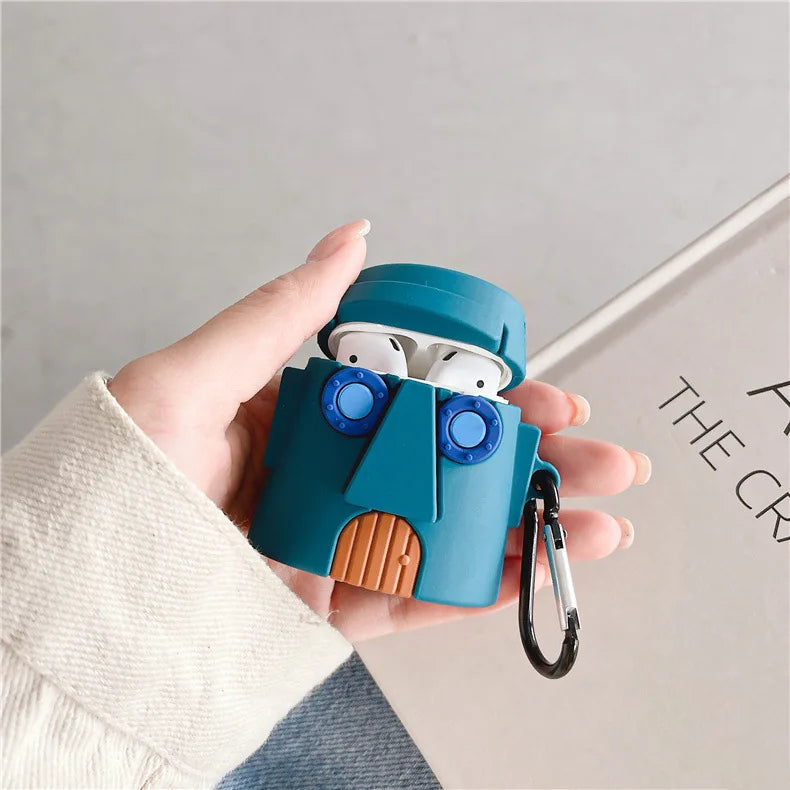 Pineapple Wooden Man Cute Cartoon Silicone Case For Apple Airpods 3 2 1 Pro With Keychain Case Wireless Charging Soft Cover Box