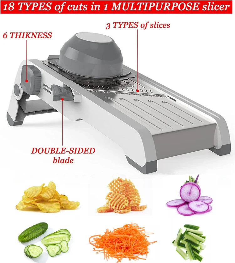 LMETJMA Ultra Sharp Mandoline Slicer Upgraded Vegetable Slicer Kitchen Adjustable Thickness Food Cutter Slicer Dicer KC0450