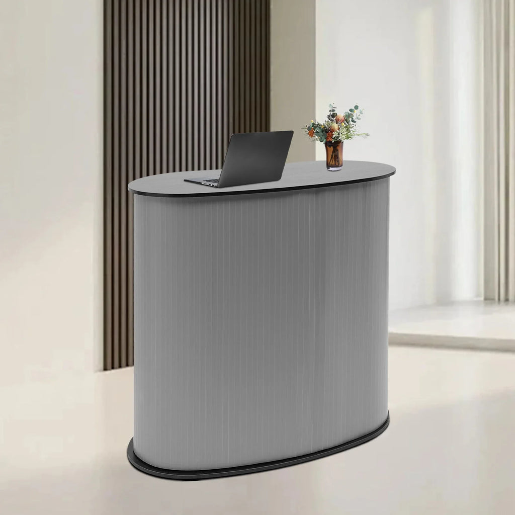 Front Desk Portable Exhibition Stand Plastic + Wood Podium Trade Show Table Counter Reception Desk