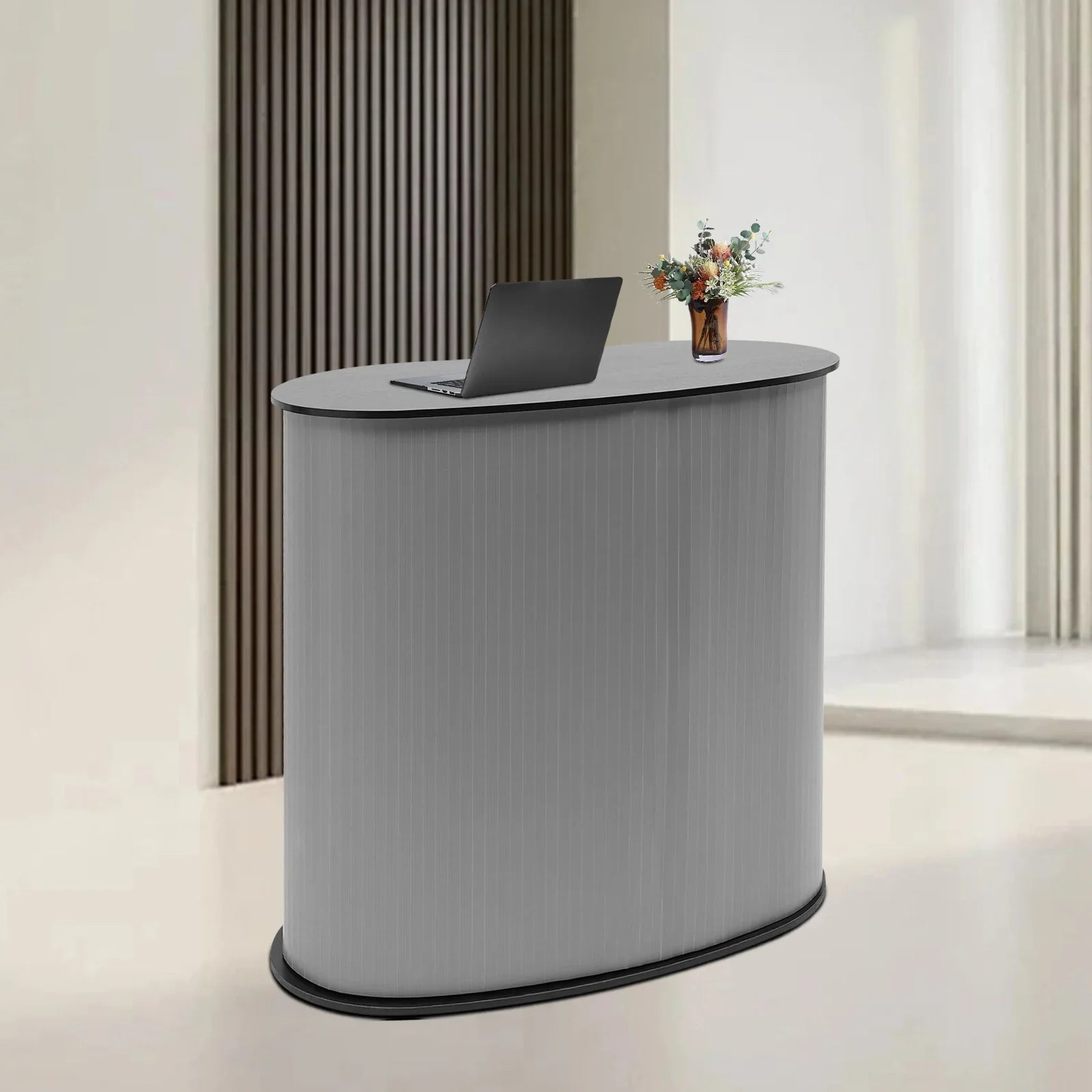 Front Desk Portable Exhibition Stand Plastic + Wood Podium Trade Show Table Counter Reception Desk