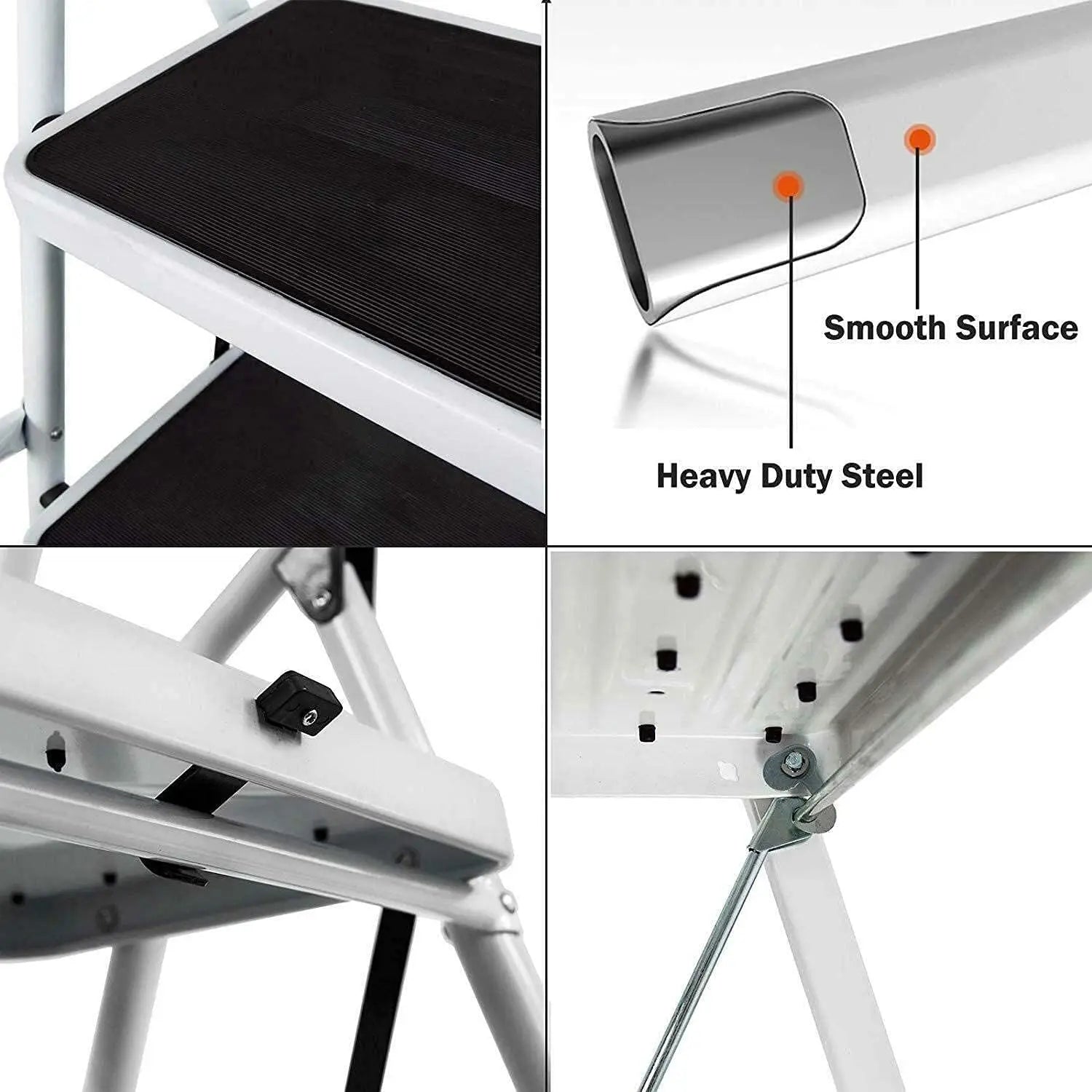 DayPlus Safety Folding Step Stool 2-4 Step Ladder Portable Foldable Stepladder Anti Slip Feet  for Indoor Outdoor Home Office