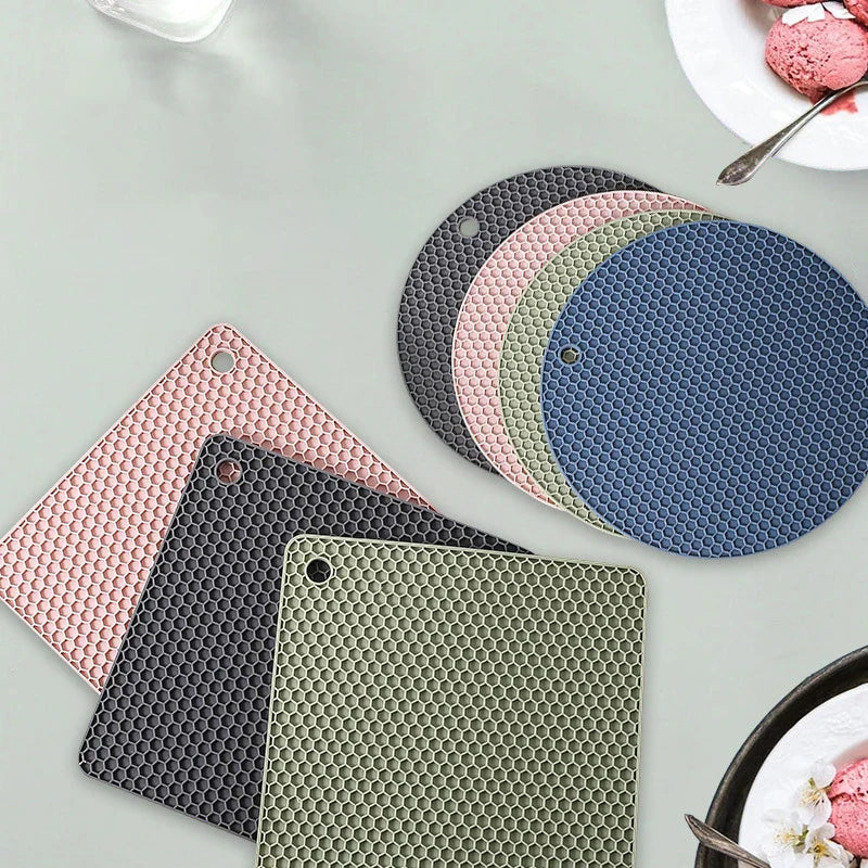 2/4 PCS Multifunction Heat Resistant Silicone Mat Drink Cup Coasters Nonslip Pads Pot Holder Table Placemat Kitchen Accessories