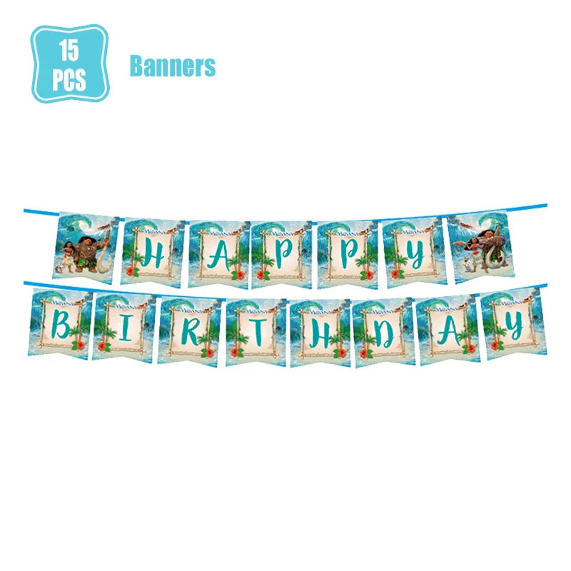 Moana 2 Birthday Party Decoration Supplie Vaiana Birthday Decoration Set Tableware Balloons Backdrop Plates Cups Baby Shower Toy