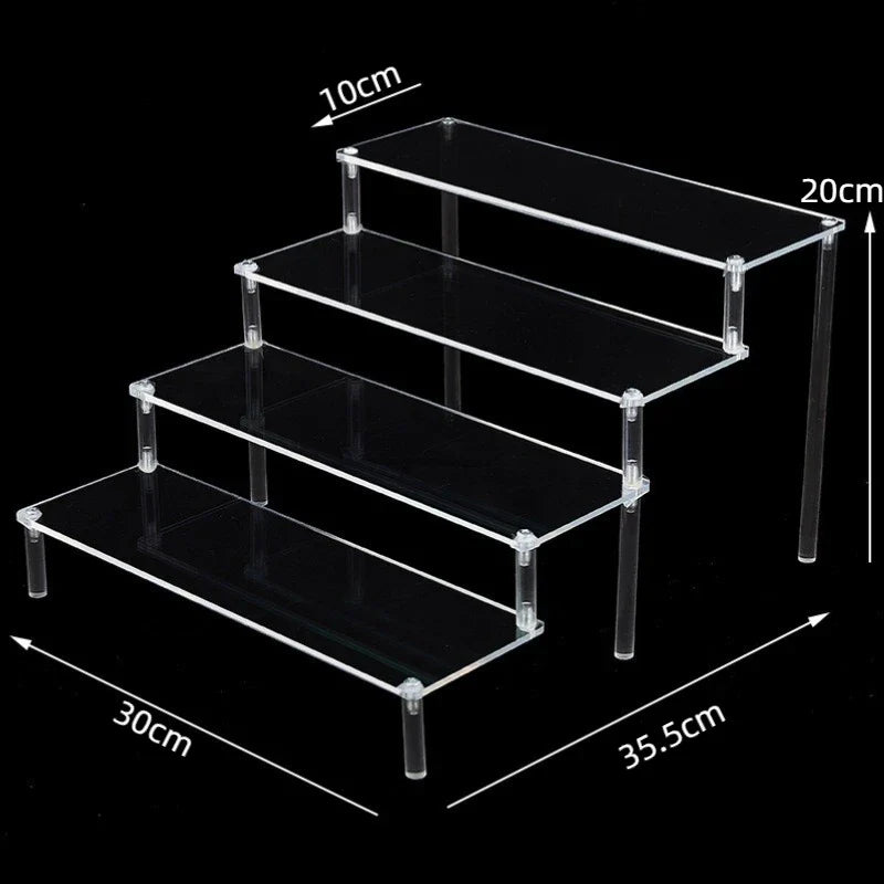 Acrylic Riser Display Stand Perfume Organizer Shelves for Amiibo Funko Figures Toys Cupcake Desserts Collection Cosmetic Jewelry
