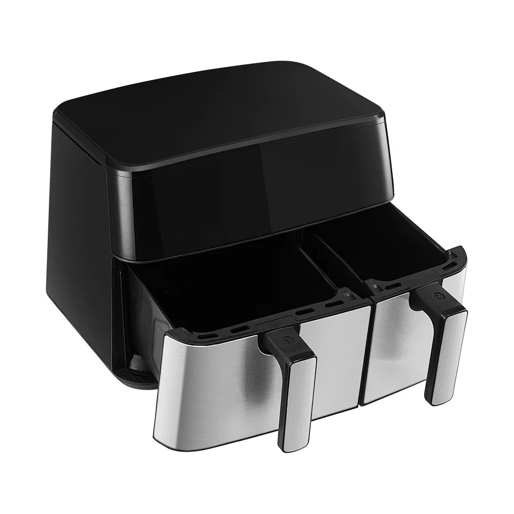 KOMORE 6.5L+3.5L Touch Screen Dual Basket Air Fryer with 60 Minutes Timer & 80°C-200°C Adjustable Temperature