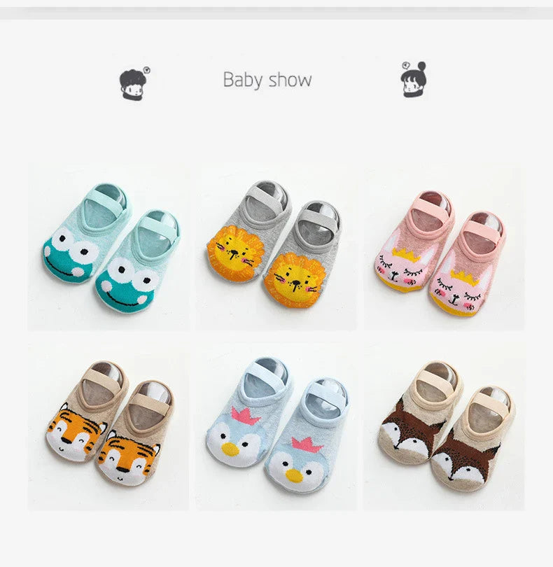Spring Anti Slip Baby Socks Toddler Kids Floor Socks with Rubber Soles Autumn Newborn Baby Boy Girl Cartoon Cute Ball Warm Socks