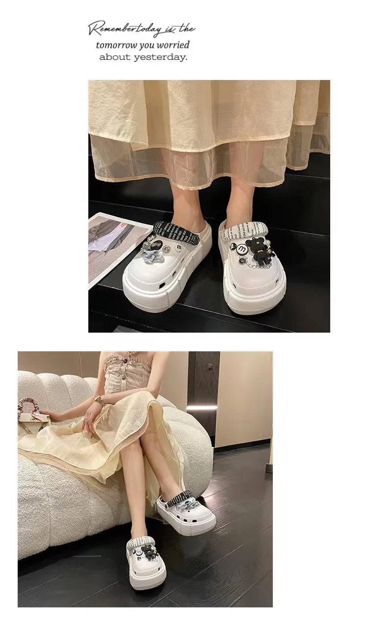 Fashion Charms Clogs New Arrival Thick Sole Outdoor Women Slippers High Quality Summer Beach Sandals For Girls