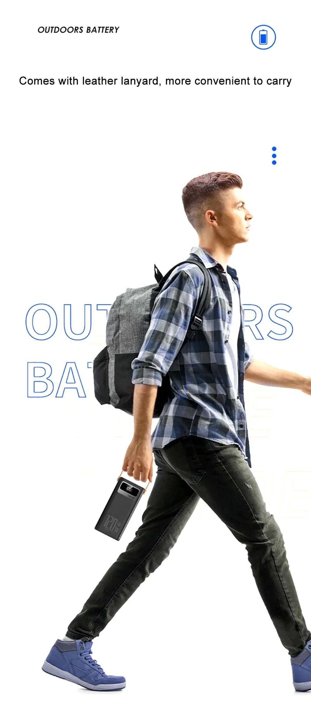 60000mAh Portable Power Bank - 120W Fast Charging Solar Generator for Camping Emergency Outdoor