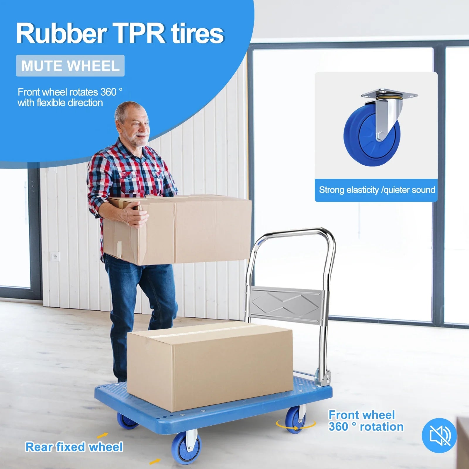 Heavy Duty Shopping Cart Hand Truck Dolly Cart with Wheels Portable Folding Cart Trolley Luggage Cart