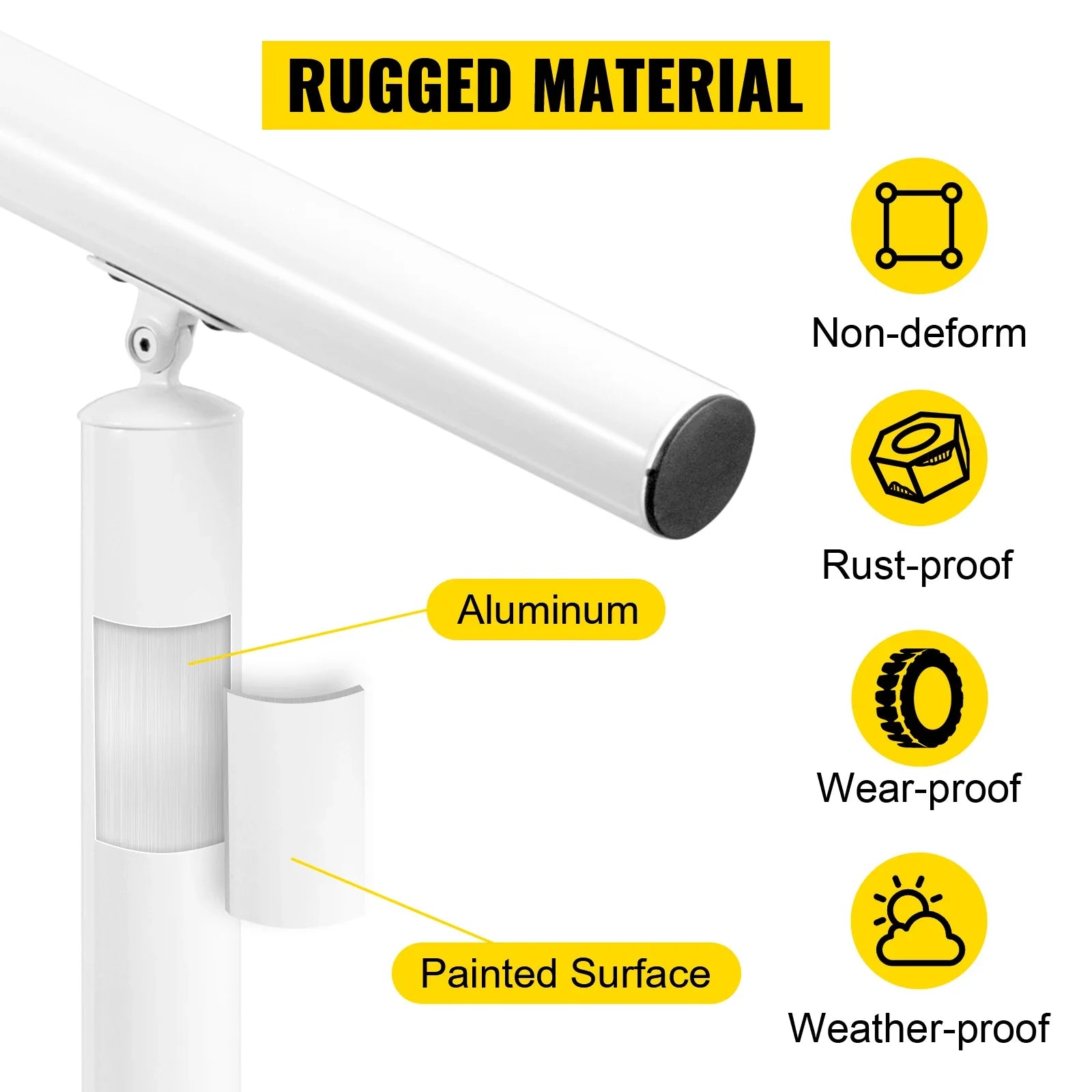 VEVOR Handrail for Outdoor Steps Aluminum Stair Handrail Fit 0-5 Steps w/ Installation Kit Building & Hardware Home Improvement