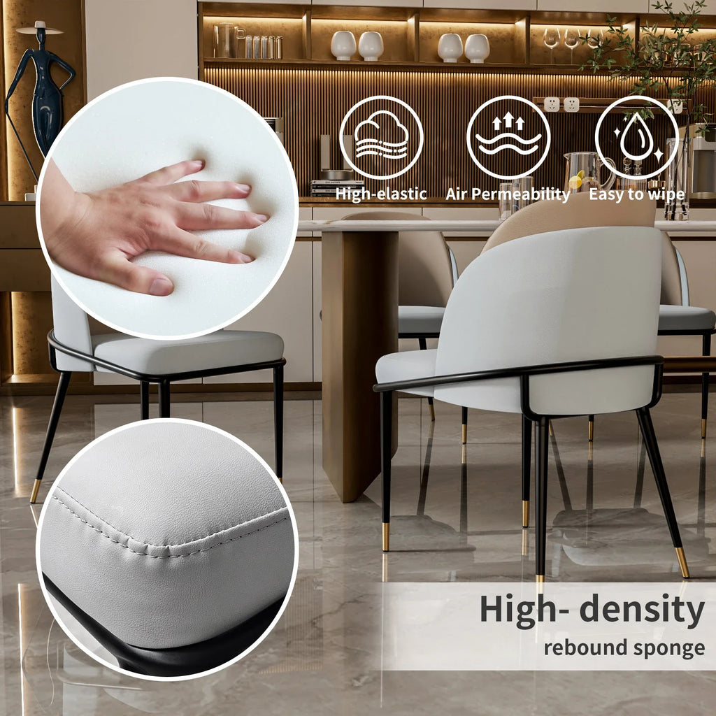 Luxurious Upholstered Dining Room Chairs Set, Microfiber Silicone Leather, 2 Colors, Kitchen Chairs