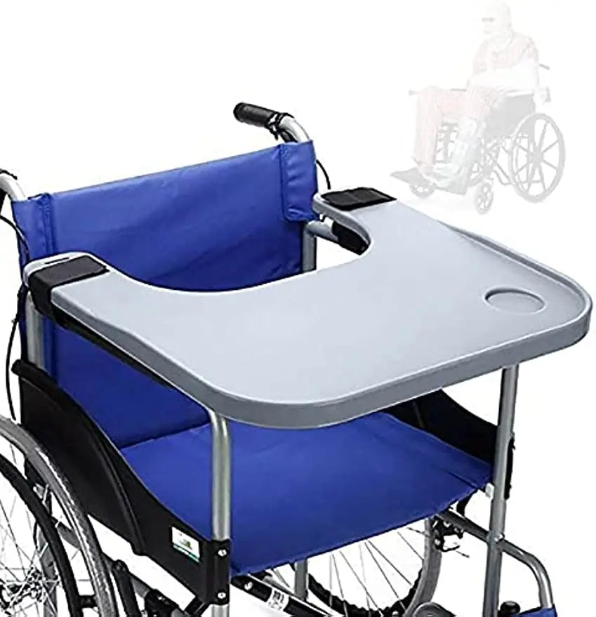 ABS Removable Wheelchair Tray Table w/2 Cup Holders Disabled Portable Lap Tray