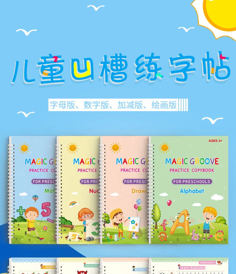 Magic Copybook Drawing Toys for Kids Montessori Reusable Pen Control Training Writing Sticker Learning Educational Toy Children