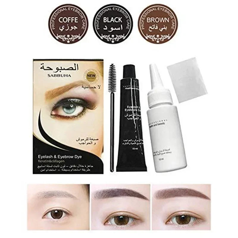 Professional Eyelash Eyebrow Dye Gel - 15-Minute Fast Tint Brown Black Color Cream Kit