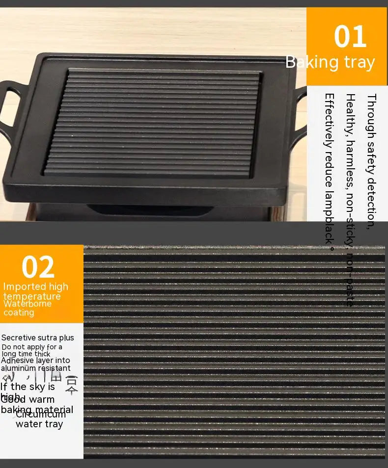 Smokeless Portable BBQ Grill Korean Japanese Barbecue Grill Charcoal BBQ Oven Alcohol Stove Household Non-stick Cooking Tools