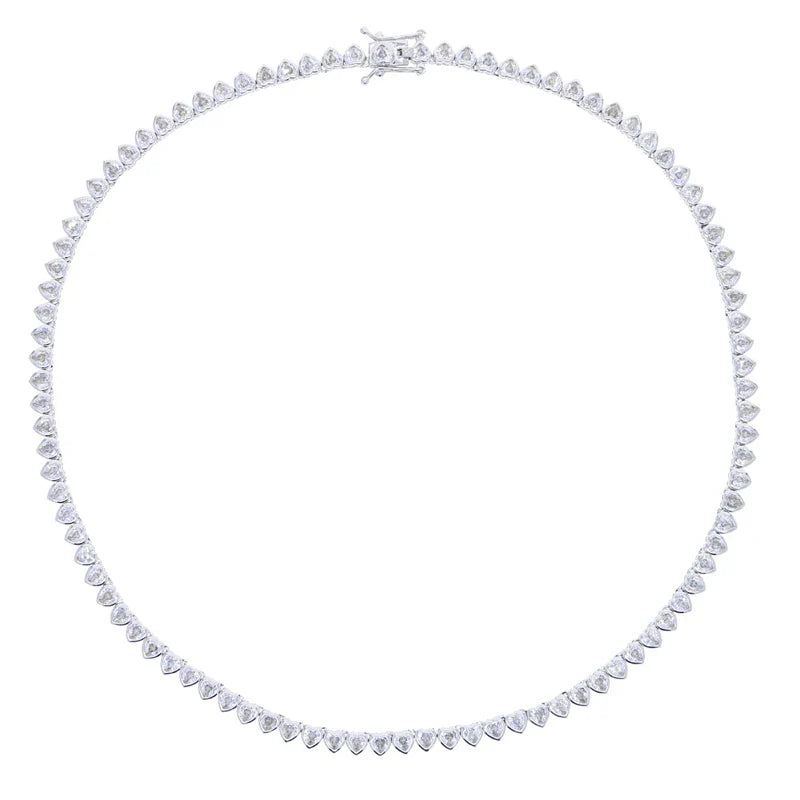 Green White CZ Bezel Heart Shaped Tennis Chain Choker Necklace For Women Geometric Classic Luxury Jewelry