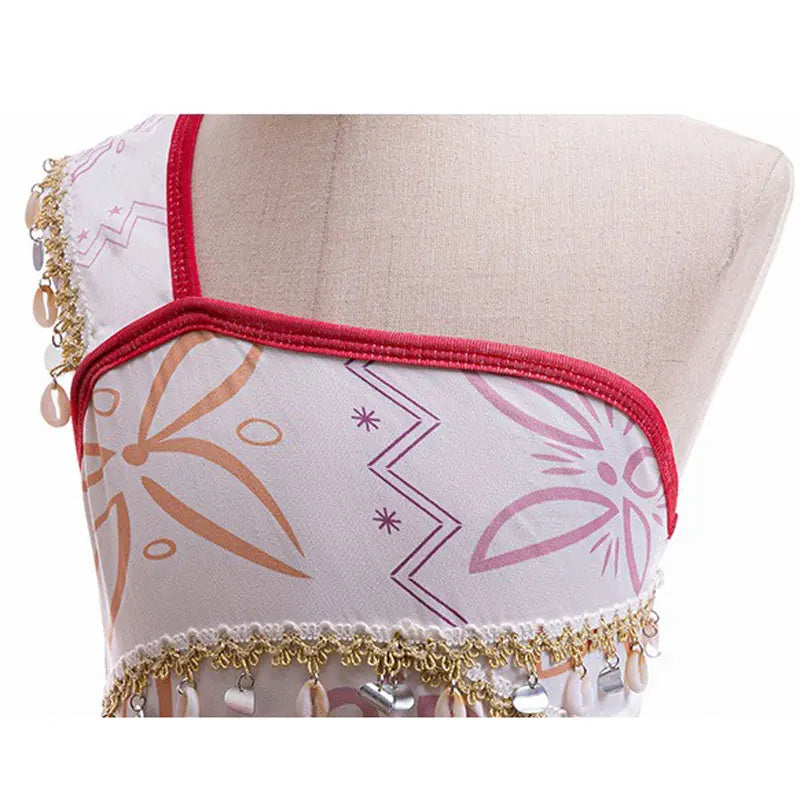 Disney New Movie Moana 2 Dress Christmas Girl Moana Princess Dress Cosplay Girls One-Shoulder Suspender Dress Accessories Set