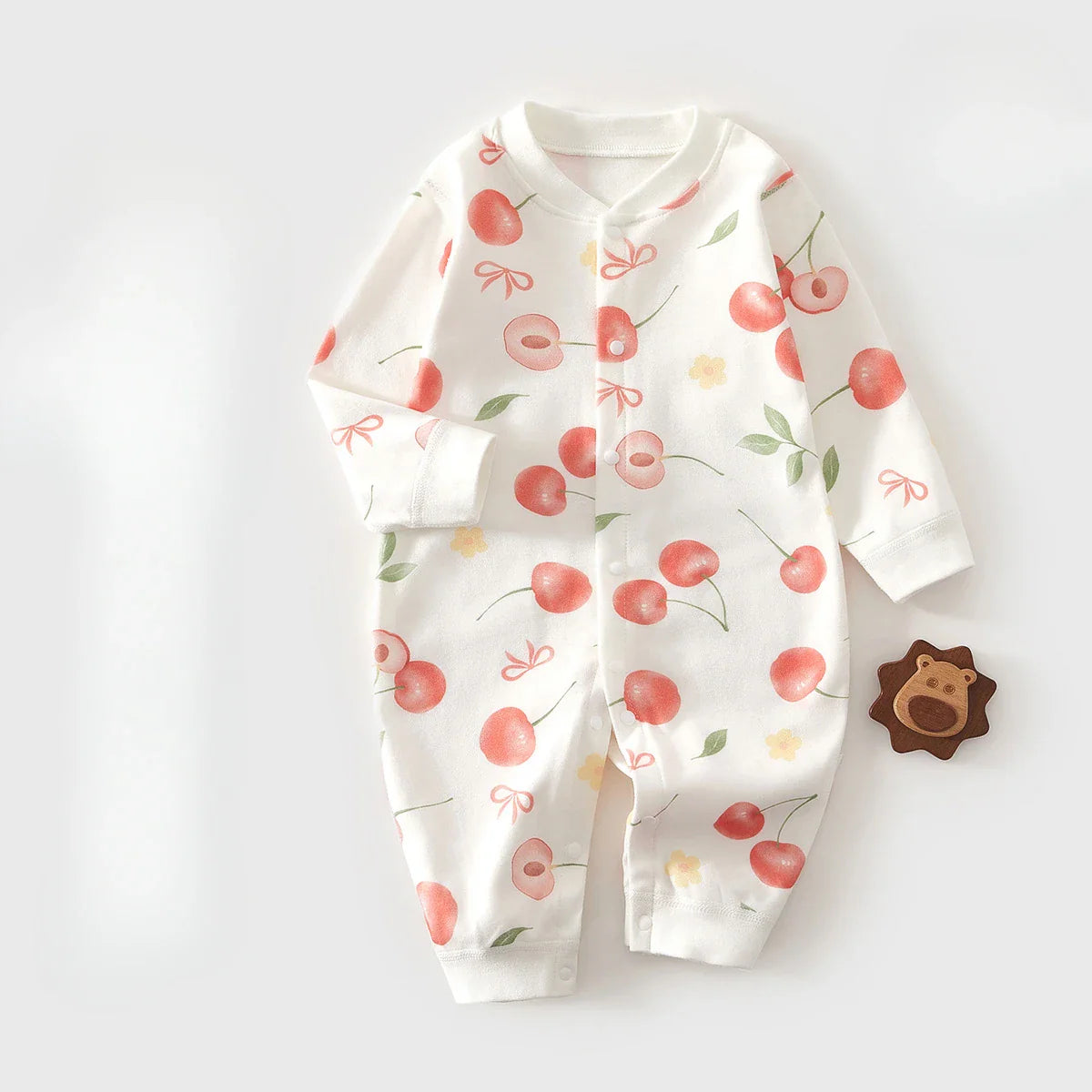 Baby Onesie 100% Cotton Boys Girls Long Sleeve Romper  Infant Cute Printed Fruit Onesie Pajamas 1-3-6-9M Four Season Universal