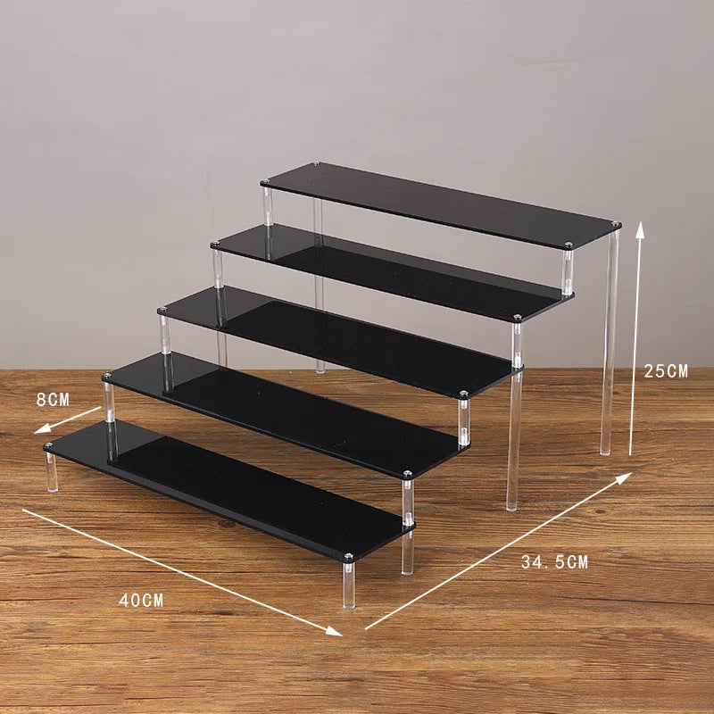 Acrylic Riser Display Stand Perfume Organizer Shelves for Amiibo Funko Figures Toys Cupcake Desserts Collection Cosmetic Jewelry