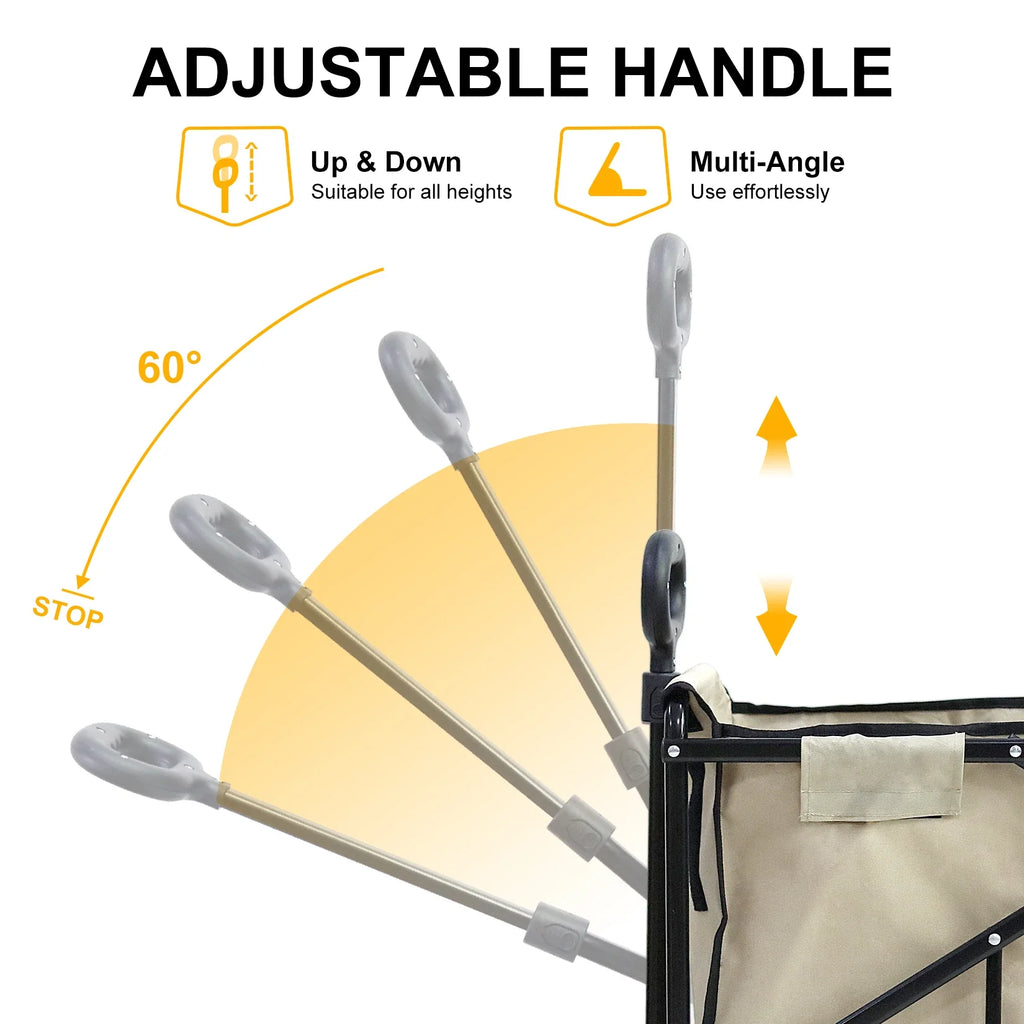 Camping Trolly Cart on Wheels 122L Folding Wagon Portable Beach Cart Collapsible for Outdoor Garden Picnic Shopping Fishing