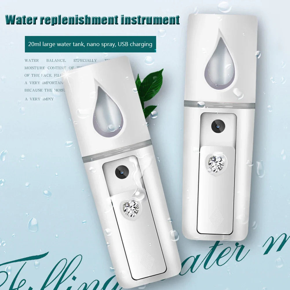 L2 Mini Nano Facial Mister with Top Mirror Portable USB Rechargeable Handy Cool Mist Sprayer Steamer Face Humidifier Atomizer