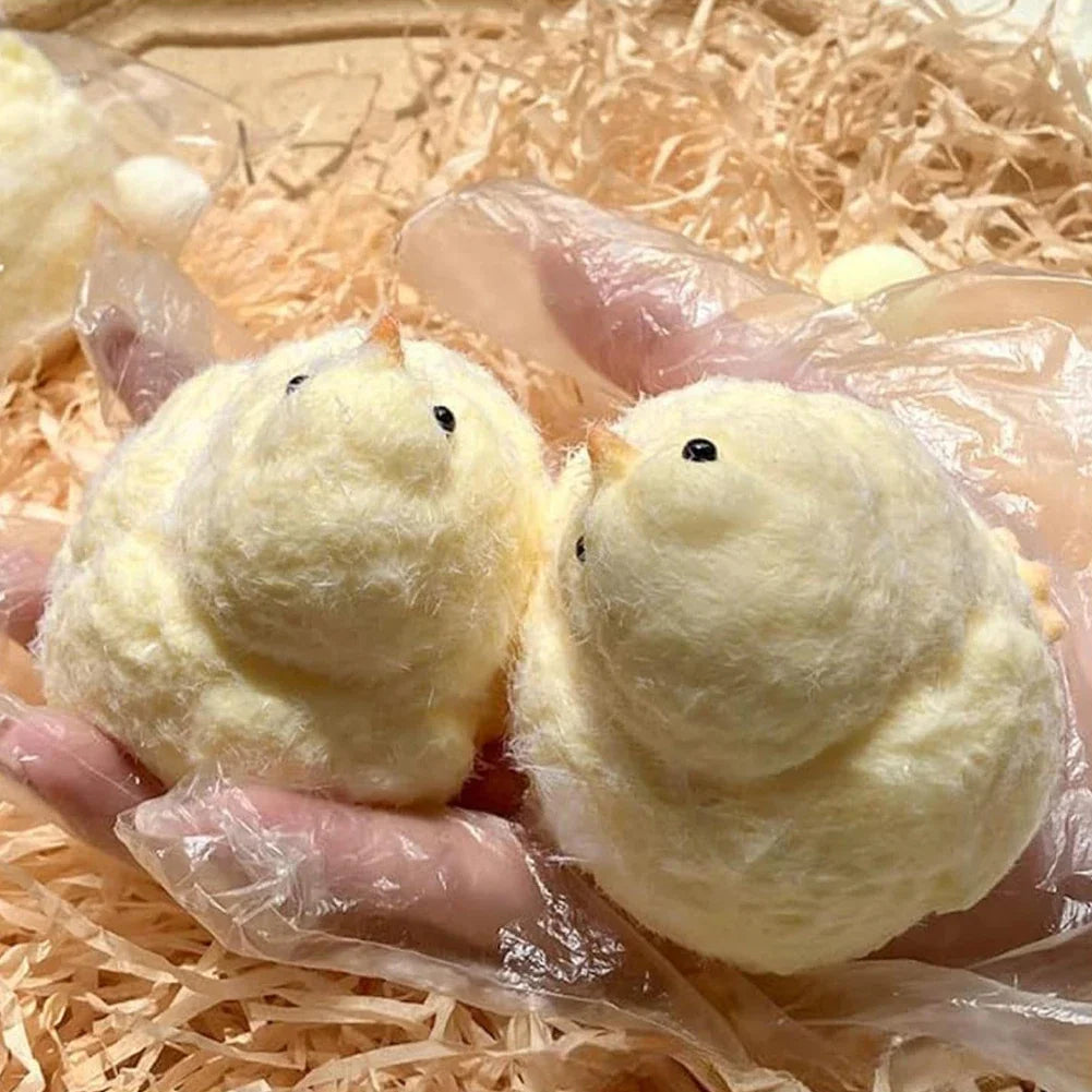 Handmade Plush Simulation Yellow Chicken Stress Relief Toys Handmade Chick Toys Squeezing Pinching Toys Kids Birthday Gift