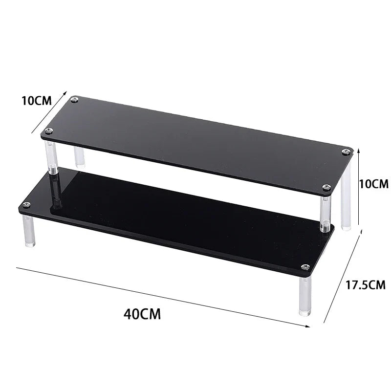 Acrylic Riser Display Stand Perfume Organizer Shelves for Amiibo Funko Figures Toys Cupcake Desserts Collection Cosmetic Jewelry