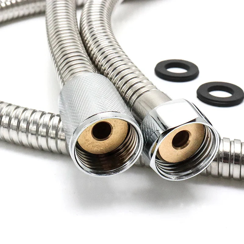 2/2.5/3M 304 Stainless Steel Encrypted Shower Hose Matte Black Flexible Shower Tube Bathroom Chrome Plated Brushed Nickel Pipe