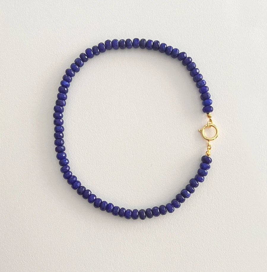 Colored Semi-precious Stone Fashion Necklace 5*8 Cut Natural Stone Beaded Necklace For women, Luxury Handmade  Jewelry