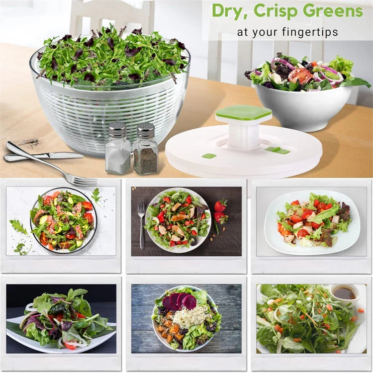 LMETJMA QuickPush Salad Spinner Large 6.3QT Vegetable Washer Dryer Strainer Drainer with Drain Salad Bowl and Colander JT400