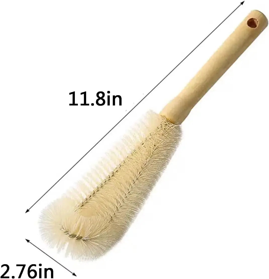 Bottle Brush Cleaner with Long Wooden Handle Water Bottle Cleaning Brush Natural Bristle Kitchen Scrub Bottle Brush for Cup Jug