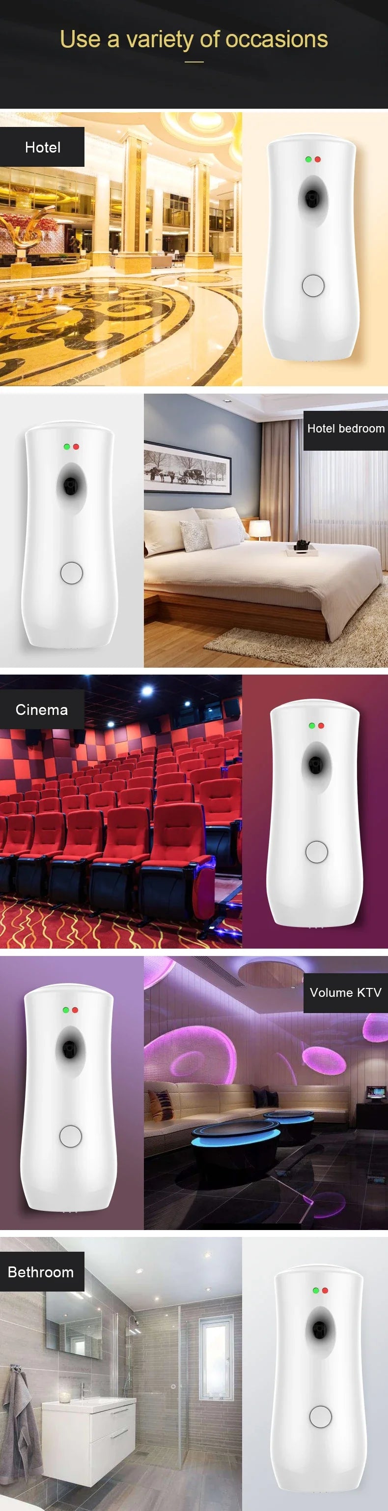 Aerosol Dispenser Air Freshener Fragrance Aerosol Spray Dispenser Car Household Wall-mounted Automatic Adjustable Aroma Diffuser