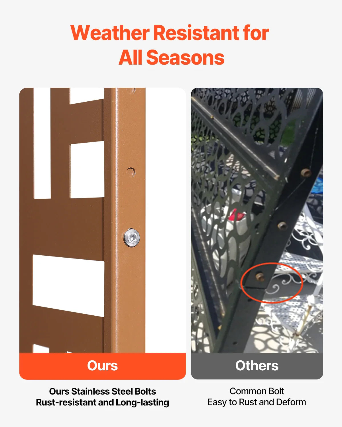 VEVOR Metal Privacy Screen Freestanding Outdoor Divider with Stand 3-Panel Decorative Garden Steel Privacy Fence for Balcony