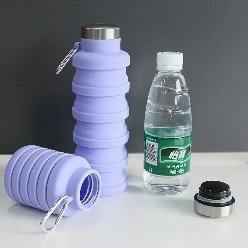New Portable Silicone Water Bottle Retractable Folding Coffee Bottle Cups E Outdoor Travel Tools Collapsible Sport Bottles