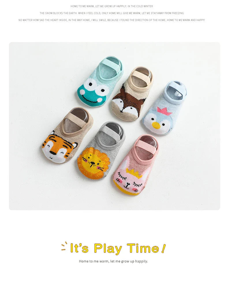 Spring Anti Slip Baby Socks Toddler Kids Floor Socks with Rubber Soles Autumn Newborn Baby Boy Girl Cartoon Cute Ball Warm Socks