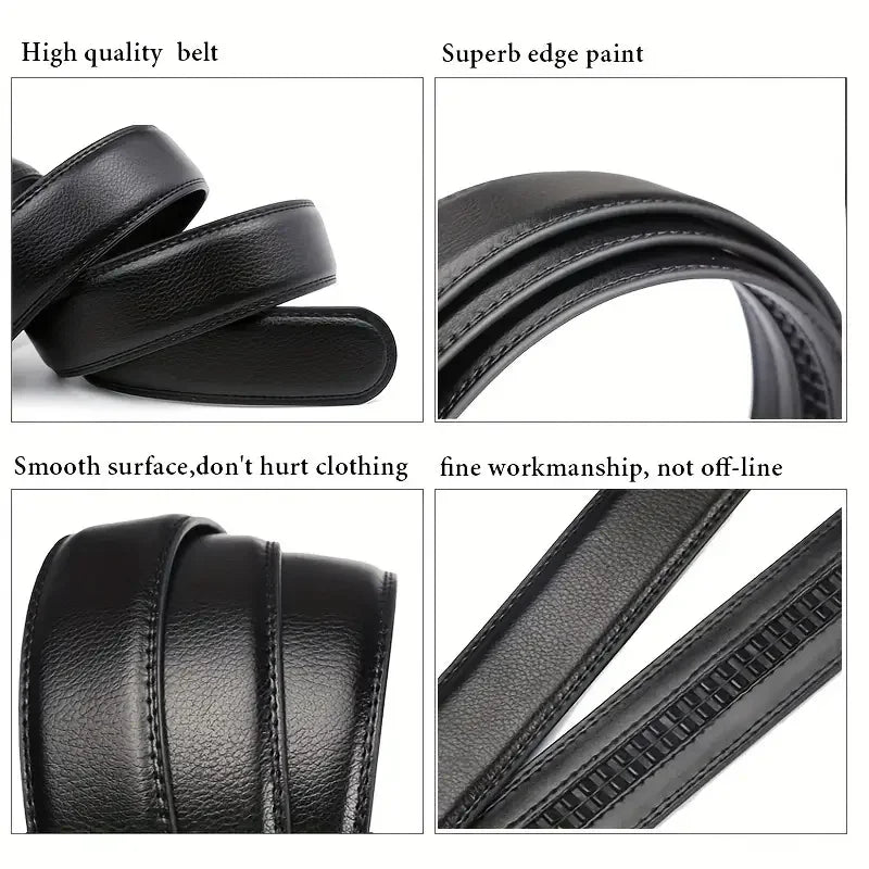 Fashion Business Men'S Belt Genuine Luxury Brand Metal Buckle Belt High-Quality PU Leather Soft Belt With Cargo Pants Jeans