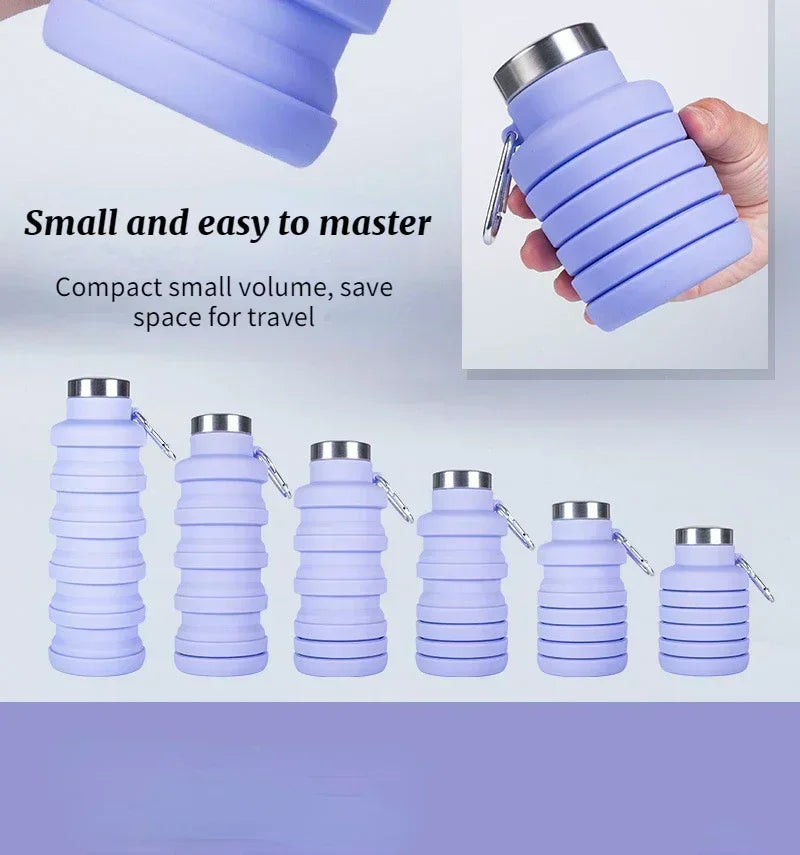 New Portable Silicone Water Bottle Retractable Folding Coffee Bottle Cups E Outdoor Travel Tools Collapsible Sport Bottles