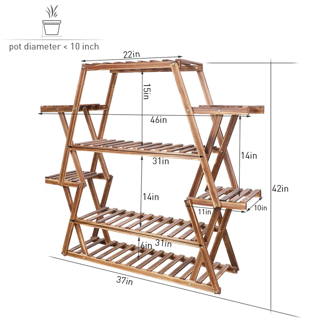 Extra Large Wood Flower Rack, 8 Tier Plant Stand, Bonsai Shelf, Display Rack, Indoor and Outdoor